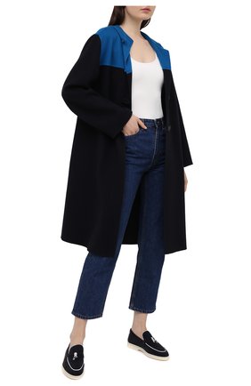 Женские замшевые лоферы LORO PIANA темно-синего цвета по цене 67650 руб., арт. FAL5899 | Фото 2 Женские замшевые лоферы LORO PIANA темно-синего цвета, арт. FAL5899 | Фото 2