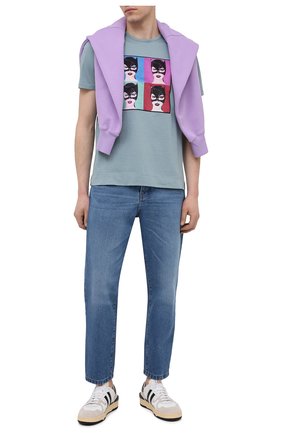 Мужская хлопковая футболка LIMITATO голубого цвета по цене 14500 руб., арт. BUNNIES/T-SHIRT | Фото 2 Мужская хлопковая футболка LIMITATO голубого цвета, арт. BUNNIES/T-SHIRT | Фото 2