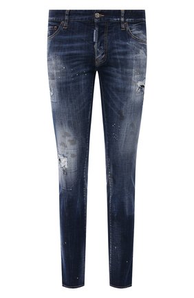 Мужские джинсы DSQUARED2 синего цвета, арт. S74LB0871/S30342 | Фото 1 (Детали: Потертости; Длина (брюки, джинсы): Стандартные; Материал внешний: Хлопок, Деним; Стили: Гранж; Кросс-КТ: Деним; Силуэт М (брюки): Узкие)