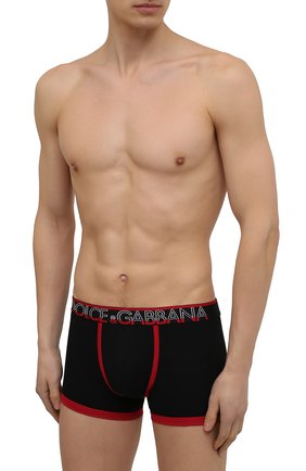 Мужские хлопковые боксеры DOLCE & GABBANA черного цвета по цене 4970 руб., арт. M4B74J/FUECH | Фото 2 Мужские хлопковые боксеры DOLCE & GABBANA черного цвета, арт. M4B74J/FUECH | Фото 2