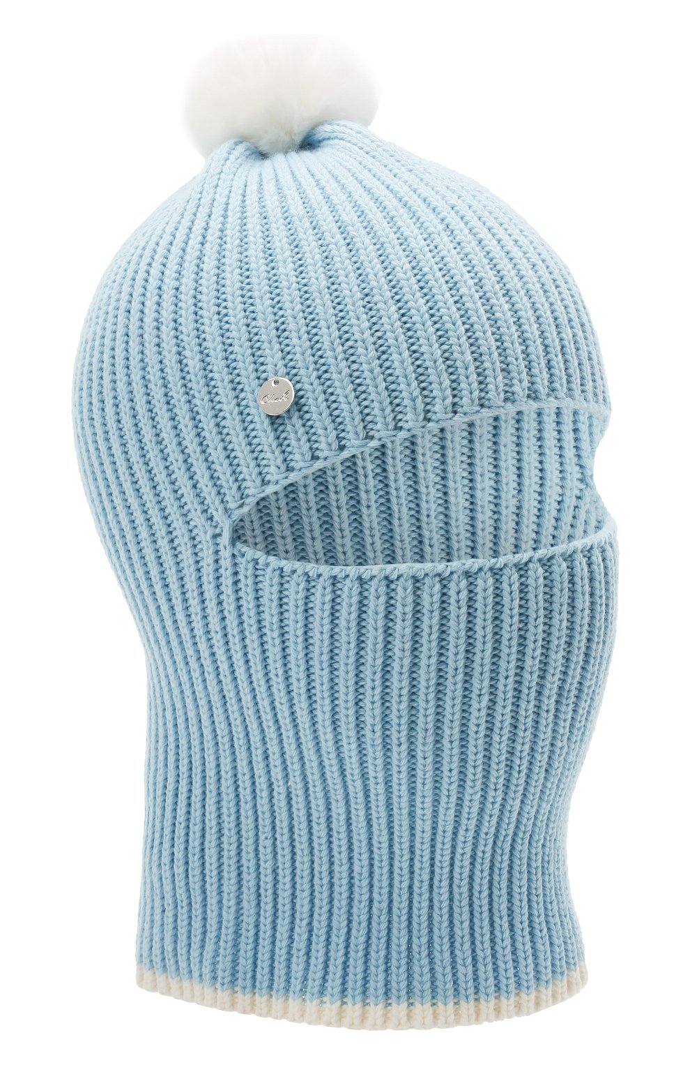 Детского хлопковая шапка-балаклава CHOBI голубого цвета, арт. WH-3012 | Фото 1 (Материал: Текстиль, Синтетический материал, Хлопок)
