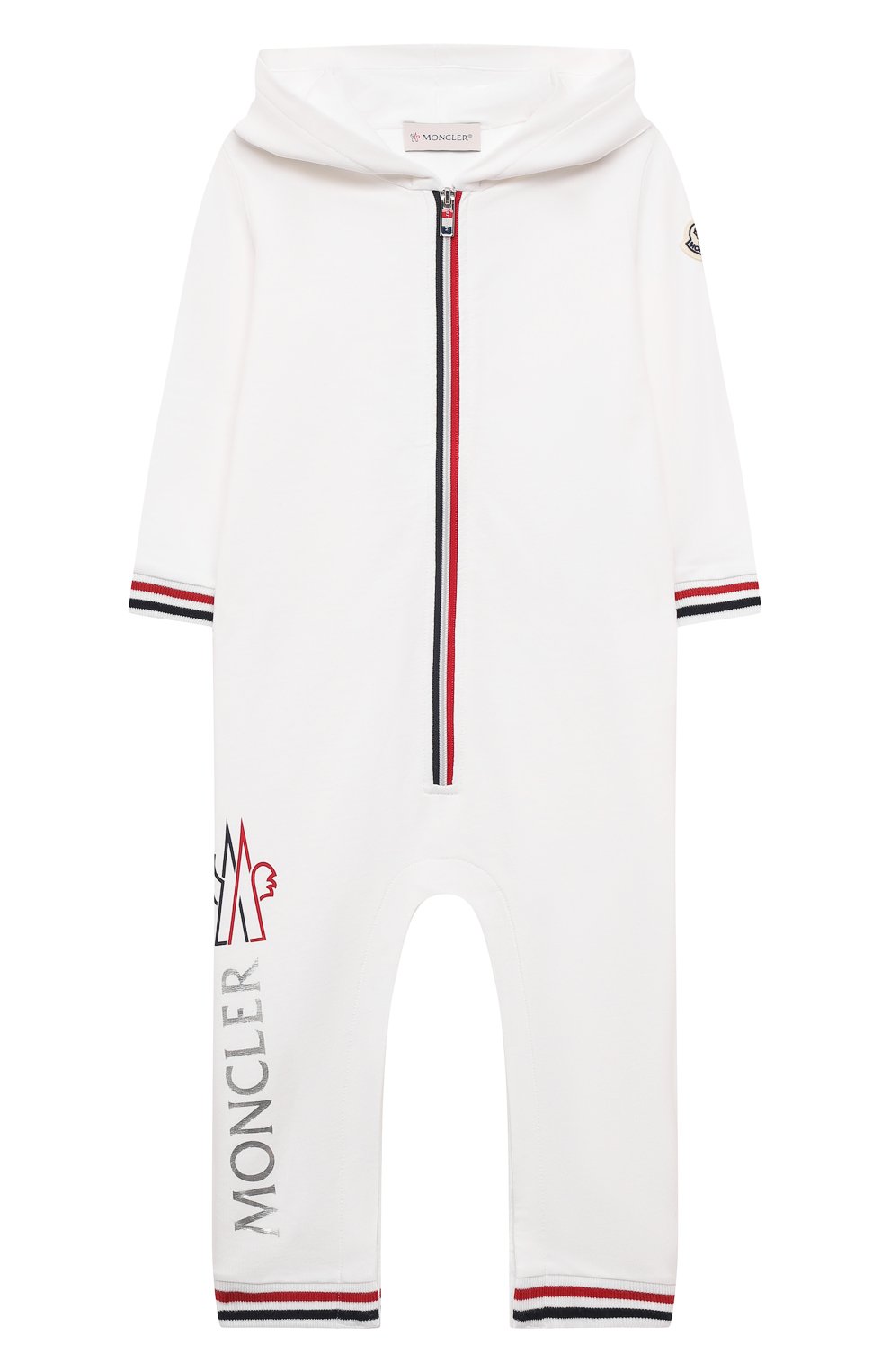 Детский хлопковый комбинезон MONCLER белого цвета, арт. G1-951-8L723-00-899AR | Фото 1 (Региональные ограничения белый список (Axapta Mercury): RU; Ростовка одежда: 12 мес | 80 см, 18 мес | 86 см)