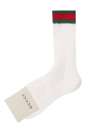 Детские хлопковые носки GUCCI белого цвета по цене 3300 руб., арт. 415949/3K111 | Фото 1 Детские хлопковые носки GUCCI белого цвета, арт. 415949/3K111 | Фото 1