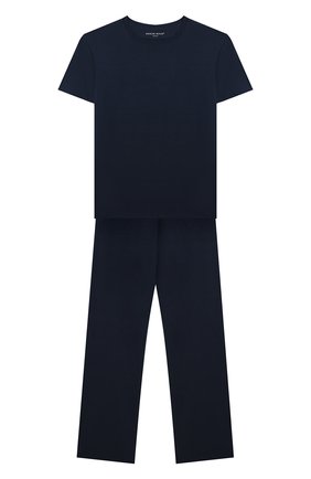 Женская пижама DEREK ROSE темно-синего цвета, арт. 7251-BASE001/3-12 | Фото 1 (Рукава: Короткие; Материал внешний: Синтетический материал; Региональные ограничения белый список (Axapta Mercury): RU; Ростовка одежда: 4 года | 104 см, 6 лет | 116 см)