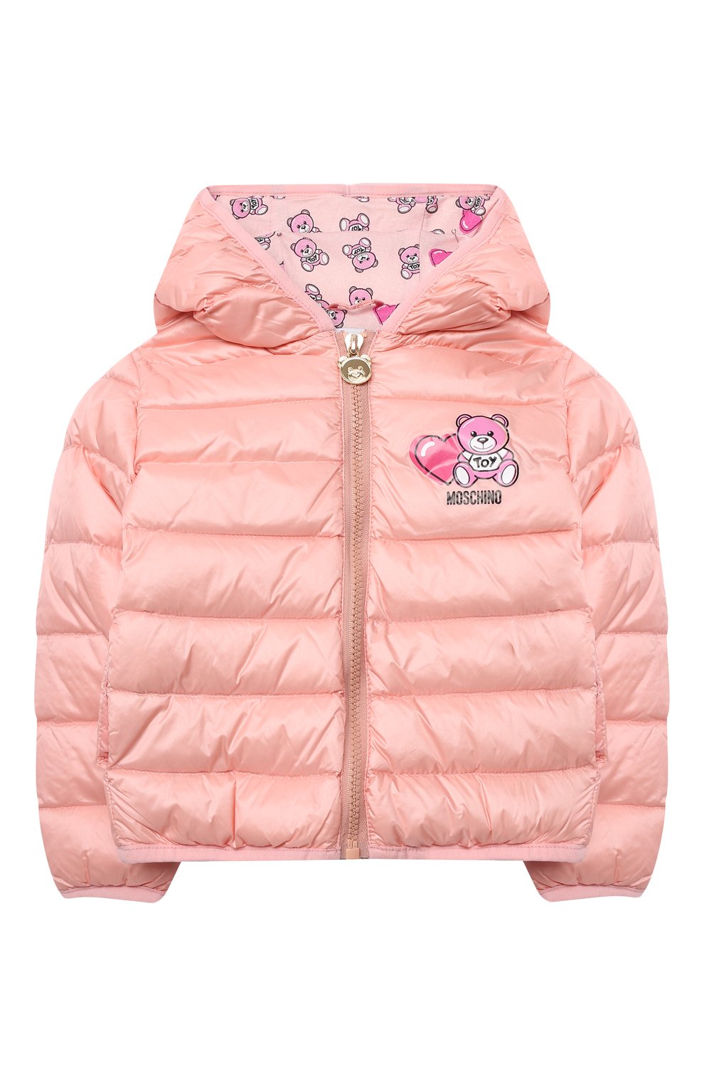 Детского пуховая куртка MOSCHINO розового цвета, арт. MUS01V/L3A32 | Фото 1