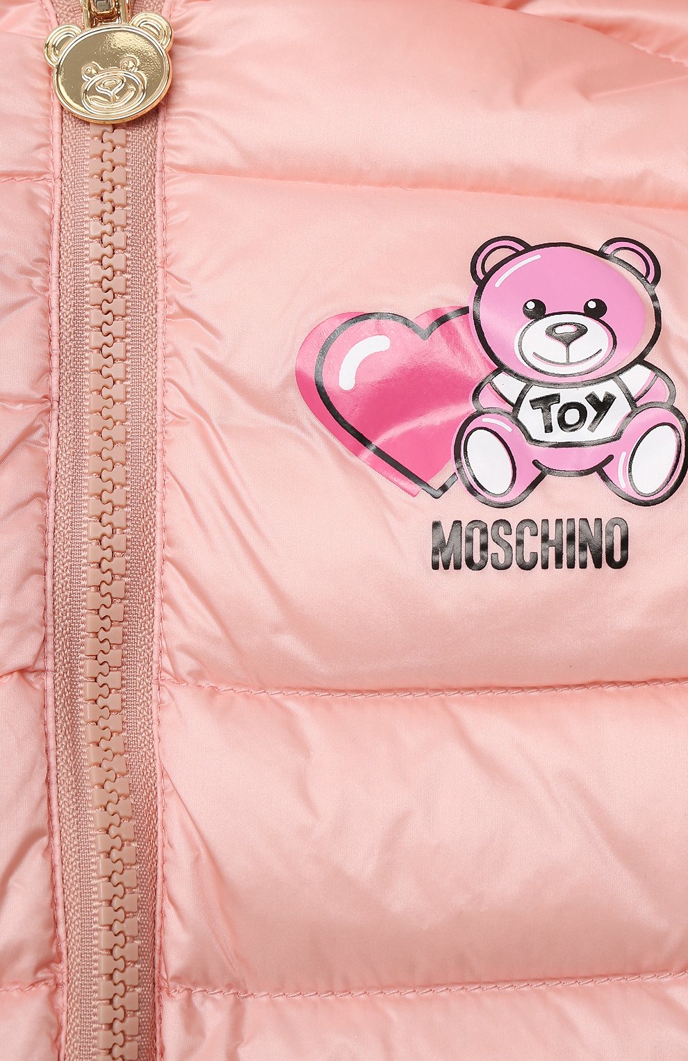 Детского пуховая куртка MOSCHINO розового цвета по цене 24400 руб., арт. MUS01V/L3A32 | Фото 3 Детского пуховая куртка MOSCHINO розового цвета, арт. MUS01V/L3A32 | Фото 3