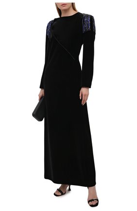 Женское бархатное платье GIORGIO ARMANI черного цвета по цене 599500 руб., арт. 0WHVR036/T028S | Фото 2 Женское бархатное платье GIORGIO ARMANI черного цвета, арт. 0WHVR036/T028S | Фото 2