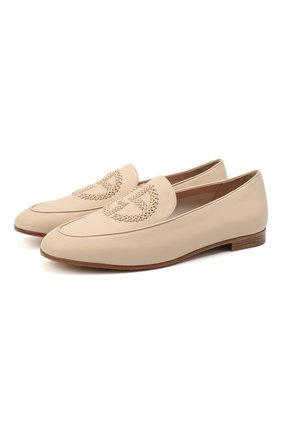 Женские кожаные лоферы GIORGIO ARMANI бежевого цвета по цене 66500 руб., арт. X1A079/XF417 | Фото 1 Женские кожаные лоферы GIORGIO ARMANI бежевого цвета, арт. X1A079/XF417 | Фото 1