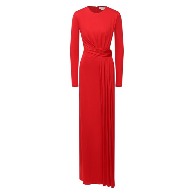 Платье из вискозы Alexander McQueen красного цвета