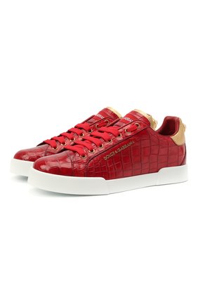 Женские кеды portofino из кожи крокодила DOLCE & GABBANA красного цвета по цене 207500 руб., арт. CK1602/A2W46/CNIL | Фото 1 Женские кеды portofino из кожи крокодила DOLCE & GABBANA красного цвета, арт. CK1602/A2W46/CNIL | Фото 1