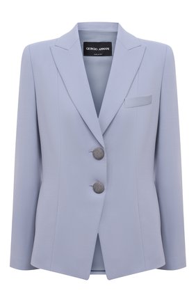 Женский шерстяной жакет GIORGIO ARMANI голубого цвета по цене 199500 руб., арт. 1SHGG0KL/T01QW | Фото 1 Женский шерстяной жакет GIORGIO ARMANI голубого цвета, арт. 1SHGG0KL/T01QW | Фото 1
