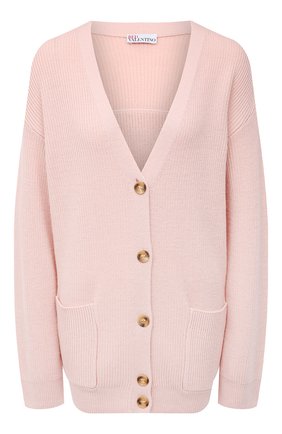 Женский шерстяной кардиган REDVALENTINO светло-розового цвета по цене 55200 руб., арт. VR3KA01K/5NG | Фото 1 Женский шерстяной кардиган REDVALENTINO светло-розового цвета, арт. VR3KA01K/5NG | Фото 1