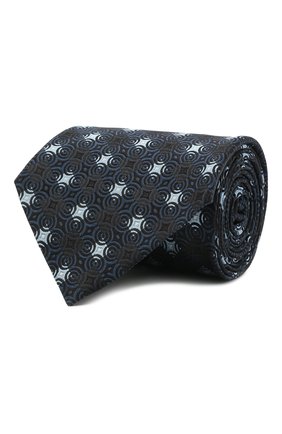 Мужской шелковый галстук ERMENEGILDO ZEGNA темно-синего цвета, арт. Z9D80/1XW | Фото 1 (Принт: С принтом; Материал: Текстиль, Шелк)
