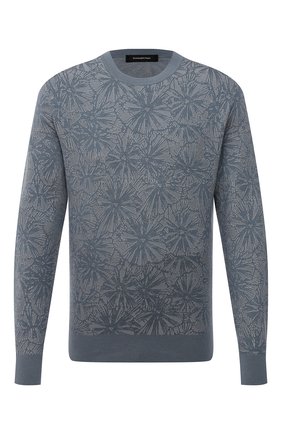 Мужской джемпер из шелка и шерсти ERMENEGILDO ZEGNA серо-голубого цвета по цене 82650 руб., арт. UWF99/110 | Фото 1 Мужской джемпер из шелка и шерсти ERMENEGILDO ZEGNA серо-голубого цвета, арт. UWF99/110 | Фото 1 (Материал внешний: Шелк, Шерсть; Рукава: Длинные; Мужское Кросс-КТ: Джемперы; Принт: С принтом; Стили: Кэжуэл; Длина (для топов): Стандартные; Вырез: Круглый)