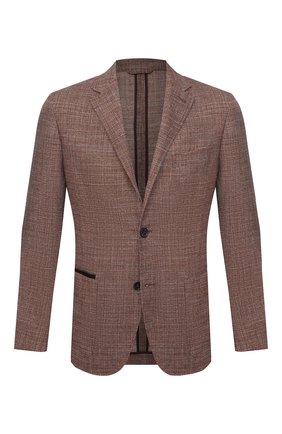 Мужской пиджак из шерсти и шелка ERMENEGILDO ZEGNA светло-коричневого цвета по цене 242000 руб., арт. UWC30/SQR | Фото 1 Мужской пиджак из шерсти и шелка ERMENEGILDO ZEGNA светло-коричневого цвета, арт. UWC30/SQR | Фото 1 (Длина (для топов): Стандартные; Стили: Классический; Материал внешний: Шерсть; 1-2-бортные: Однобортные; Рукава: Длинные; Пиджаки М: Приталенный; Материал подклада: Хлопок; Случай: Коктейльный)