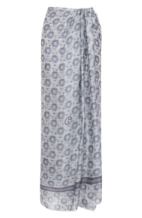 Женская шелковая юбка GIORGIO ARMANI светло-серого цвета, арт. 1SHNN050/T02M5 | Фото 1 (Стили: Бохо; Женское Кросс-КТ: Юбка-одежда; Длина Ж (юбки, платья, шорты): Макси; Материал внешний: Шелк)