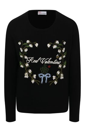 Женский пуловер из шерсти и вискозы REDVALENTINO черного цвета по цене 47150 руб., арт. VR3KC06B/5N8 | Фото 1 Женский пуловер из шерсти и вискозы REDVALENTINO черного цвета, арт. VR3KC06B/5N8 | Фото 1