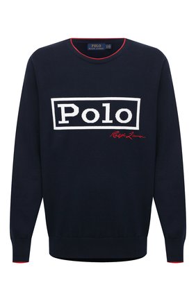 Мужской хлопковый джемпер POLO RALPH LAUREN темно-синего цвета по цене 21300 руб., арт. 711828780/PRL BS | Фото 1 Мужской хлопковый джемпер POLO RALPH LAUREN темно-синего цвета, арт. 711828780/PRL BS | Фото 1 (Стили: Кэжуэл; Длина (для топов): Стандартные; Материал внешний: Хлопок; Big sizes: Big Sizes; Мужское Кросс-КТ: Джемперы; Принт: С принтом; Рукава: Длинные; Вырез: Круглый)
