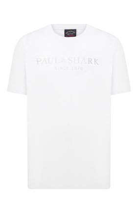Мужская хлопковая футболка PAUL&SHARK белого цвета по цене 10450 руб., арт. 21411022/C00/3XL-6XL | Фото 1 Мужская хлопковая футболка PAUL&SHARK белого цвета, арт. 21411022/C00/3XL-6XL | Фото 1 (Рукава: Короткие; Длина (для топов): Удлиненные; Стили: Кэжуэл; Материал внешний: Хлопок; Принт: С принтом)
