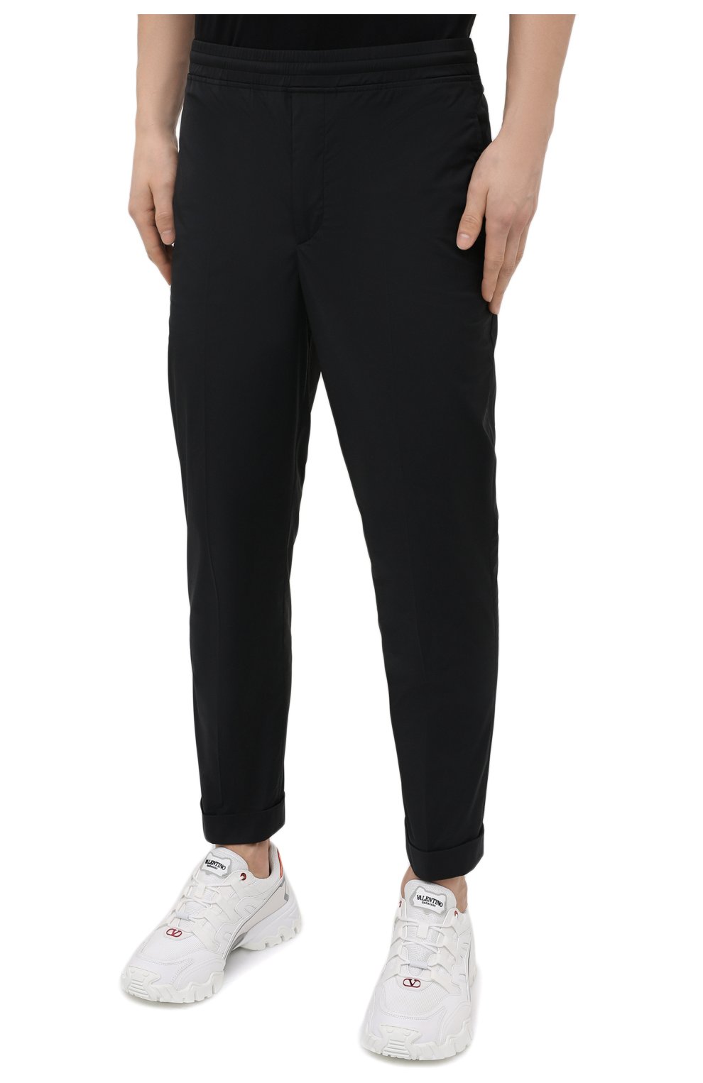 Мужские брюки NEIL BARRETT черного цвета, арт. PBPA635Y/Q014 | Фото 3 (Случай: Повседневный; Материал внешний: Синтетический материал; Стили: Гранж; Длина (брюки, джинсы): Укороченные)