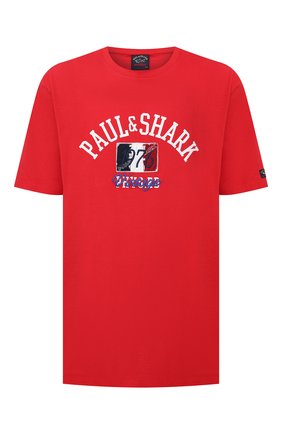 Мужская хлопковая футболка PAUL&SHARK красного цвета по цене 21650 руб., арт. 21411076/C00/3XL-6XL | Фото 1 Мужская хлопковая футболка PAUL&SHARK красного цвета, арт. 21411076/C00/3XL-6XL | Фото 1