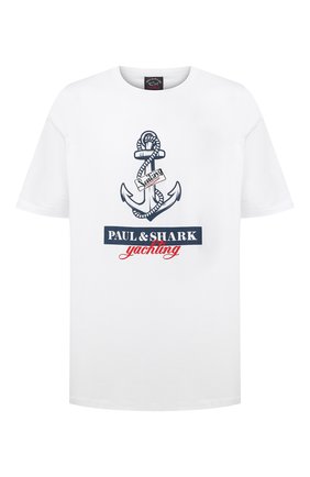 Мужская хлопковая футболка PAUL&SHARK белого цвета по цене 15900 руб., арт. 21411081/C00/3XL-6XL | Фото 1 Мужская хлопковая футболка PAUL&SHARK белого цвета, арт. 21411081/C00/3XL-6XL | Фото 1 (Длина (для топов): Удлиненные; Стили: Спорт-шик; Материал внешний: Хлопок; Рукава: Короткие; Принт: С принтом)