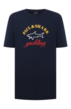 Мужская хлопковая футболка PAUL&SHARK темно-синего цвета по цене 14650 руб., арт. C0P1006/C00/3XL-6XL | Фото 1 Мужская хлопковая футболка PAUL&SHARK темно-синего цвета, арт. C0P1006/C00/3XL-6XL | Фото 1