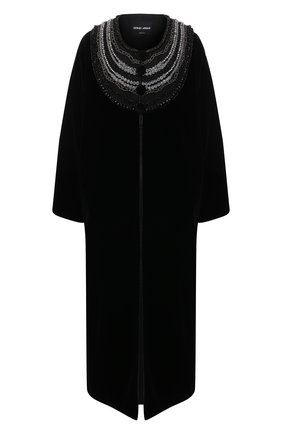 Женское бархатное пальто GIORGIO ARMANI черного цвета по цене 866500 руб., арт. 0WH0L06B/T028Q | Фото 1 Женское бархатное пальто GIORGIO ARMANI черного цвета, арт. 0WH0L06B/T028Q | Фото 1