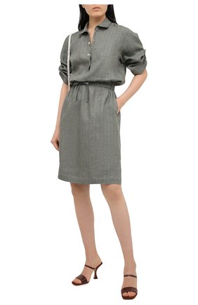 Женское льняное платье KITON хаки цвета по цене 142500 руб., арт. D49305K09T41 | Фото 2 Женское льняное платье KITON хаки цвета, арт. D49305K09T41 | Фото 2
