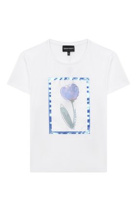 Детская хлопковая футболка EMPORIO ARMANI белого цвета по цене 7225 руб., арт. 3K3T03/4J40Z | Фото 1 Детская хлопковая футболка EMPORIO ARMANI белого цвета, арт. 3K3T03/4J40Z | Фото 1