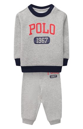 Детский комплект из свитшота и брюк POLO RALPH LAUREN серого цвета по цене 9315 руб., арт. 320836008 | Фото 1 Детский комплект из свитшота и брюк POLO RALPH LAUREN серого цвета, арт. 320836008 | Фото 1