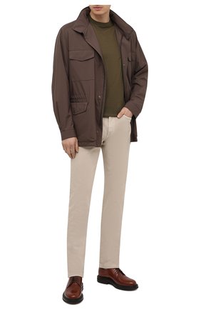 Мужская шерстяная футболка LORO PIANA хаки цвета по цене 69950 руб., арт. FAL6133 | Фото 2 Мужская шерстяная футболка LORO PIANA хаки цвета, арт. FAL6133 | Фото 2