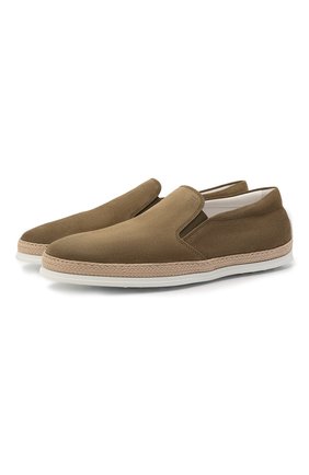 Мужские замшевые слипоны gomma rafia TOD’S хаки цвета по цене 46350 руб., арт. XXM0TV0K900RE0 | Фото 1 Мужские замшевые слипоны gomma rafia TOD’S хаки цвета, арт. XXM0TV0K900RE0 | Фото 1 (Материал внутренний: Натуральная кожа; Материал внешний: Замша, Кожа; Стили: Кэжуэл)