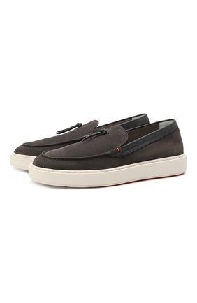 Мужские замшевые слипоны SANTONI темно-серого цвета по цене 37200 руб., арт. MBCD21439BARCCURG62 | Фото 1 Мужские замшевые слипоны SANTONI темно-серого цвета, арт. MBCD21439BARCCURG62 | Фото 1 (Материал внутренний: Натуральная кожа; Материал внешний: Замша; Стили: Кэжуэл)