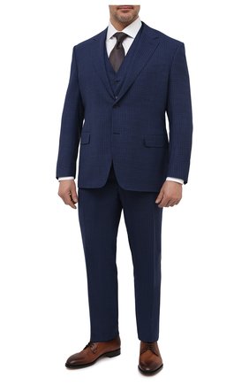 Мужской шерстяной костюм-тройка CANALI темно-синего цвета по цене 279500 руб., арт. 11280/19/BR03215/60-64 | Фото 1 Мужской шерстяной костюм-тройка CANALI темно-синего цвета, арт. 11280/19/BR03215/60-64 | Фото 1 (Костюмы М: Костюм-тройка, Однобортный; Стили: Классический; Рукава: Длинные; Материал подклада: Купро; Материал внешний: Шерсть; Big sizes: Big Sizes)