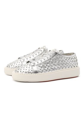 Женские кожаные кеды SANTONI серебряного цвета по цене 48600 руб., арт. WBCD60793BARCLSEE21 | Фото 1 Женские кожаные кеды SANTONI серебряного цвета, арт. WBCD60793BARCLSEE21 | Фото 1