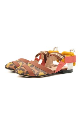Детские босоножки FENDI разноцветного цвета по цене 33700 руб., арт. JFR303/AD8E/27-31 | Фото 1 Детские босоножки FENDI разноцветного цвета, арт. JFR303/AD8E/27-31 | Фото 1 (Материал внутренний: Натуральная кожа; Материал внешний: Текстиль)
