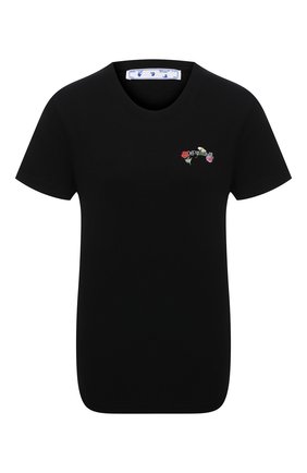 Женская хлопковая футболка OFF-WHITE черного цвета по цене 29750 руб., арт. 0WAA049R21JER003 | Фото 1 Женская хлопковая футболка OFF-WHITE черного цвета, арт. 0WAA049R21JER003 | Фото 1