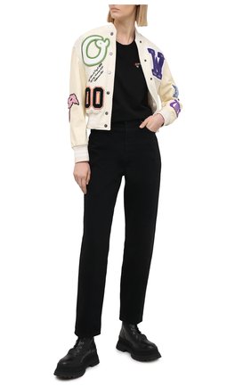 Женская хлопковая футболка OFF-WHITE черного цвета по цене 29750 руб., арт. 0WAA049R21JER003 | Фото 2 Женская хлопковая футболка OFF-WHITE черного цвета, арт. 0WAA049R21JER003 | Фото 2