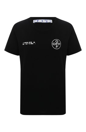 Женская хлопковая футболка OFF-WHITE черного цвета по цене 27450 руб., арт. 0WAA049R21JER008 | Фото 1 Женская хлопковая футболка OFF-WHITE черного цвета, арт. 0WAA049R21JER008 | Фото 1