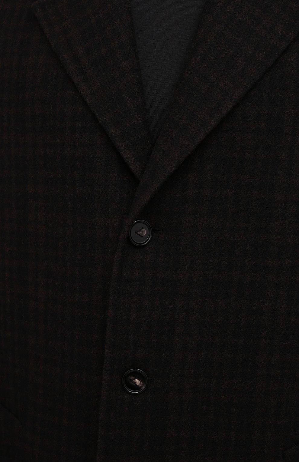 Мужской шерстяное пальто BOTTEGA VENETA темно-коричневого цвета, арт. 647396/V0BL0 | Фото 5 (Материал внешний: Шерсть; Рукава: Длинные; Длина (верхняя одежда): До колена; Региональные ограничения белый список (Axapta Mercury): RU; Мужское Кросс-КТ: пальто-верхняя одежда; Стили: Минимализм)