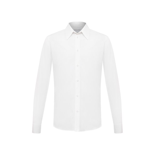 Хлопковая рубашка Bottega Veneta белого цвета