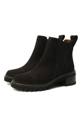 Женские замшевые ботинки mallory SEE BY CHLOÉ темно-серого цвета по цене 36800 руб., арт. SB33082A/13194 | Фото 1 Женские замшевые ботинки mallory SEE BY CHLOÉ темно-серого цвета, арт. SB33082A/13194 | Фото 1