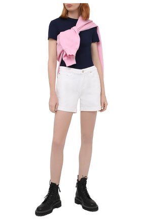 Женская хлопковая футболка POLO RALPH LAUREN темно-синего цвета по цене 10400 руб., арт. 211814414 | Фото 2 Женская хлопковая футболка POLO RALPH LAUREN темно-синего цвета, арт. 211814414 | Фото 2