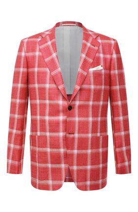 Мужской пиджак из кашемира и шелка KITON красного цвета по цене 614500 руб., арт. UG81K06T02 | Фото 1 Мужской пиджак из кашемира и шелка KITON красного цвета, арт. UG81K06T02 | Фото 1 (Стили: Ретро, Классический; Материал внешний: Шелк, Кашемир, Шерсть; Материал подклада: Купро; 1-2-бортные: Однобортные; Пиджаки М: Прямой; Случай: Коктейльный; Длина (для топов): Стандартные; Рукава: Длинные)