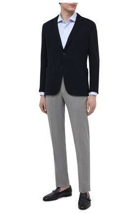 Мужские кожаные лоферы SANTONI темно-синего цвета по цене 68650 руб., арт. MCNC17093SA3EMCGU59 | Фото 2 Мужские кожаные лоферы SANTONI темно-синего цвета, арт. MCNC17093SA3EMCGU59 | Фото 2 (Материал внутренний: Натуральная кожа; Мужское Кросс-КТ: Лоферы-обувь; Стили: Классический)