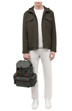 Мужской текстильный рюкзак crew BALLY хаки цвета, арт. CREW SM/04 | Фото 2 (Материал: Текстиль; Размер: large; Стили: Кэжуэл)