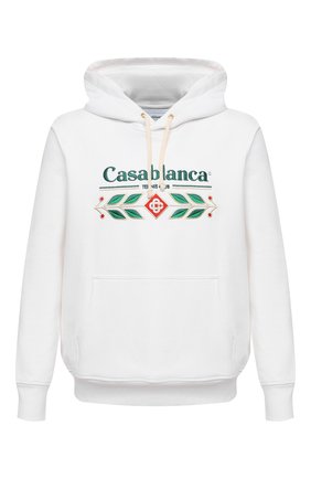 Мужской хлопковое худи CASABLANCA белого цвета по цене 39100 руб., арт. MS21-JTP-003 WHITE- LAUREL | Фото 1 Мужской хлопковое худи CASABLANCA белого цвета, арт. MS21-JTP-003 WHITE- LAUREL | Фото 1