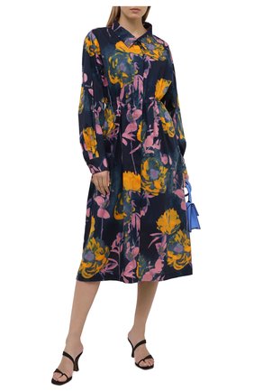 Женское хлопковое платье DRIES VAN NOTEN темно-синего цвета по цене 82950 руб., арт. 211-31031-2084 | Фото 2 Женское хлопковое платье DRIES VAN NOTEN темно-синего цвета, арт. 211-31031-2084 | Фото 2