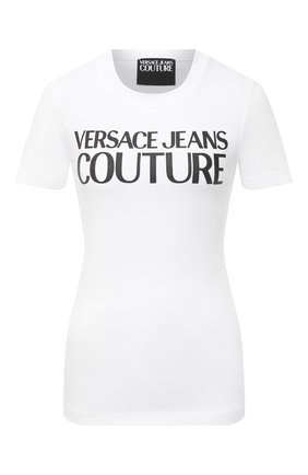 Женская хлопковая футболка VERSACE JEANS COUTURE белого цвета по цене 12200 руб., арт. B2HWA7TA-WDP608 L0G0 PLAS/30454 | Фото 1 Женская хлопковая футболка VERSACE JEANS COUTURE белого цвета, арт. B2HWA7TA-WDP608 L0G0 PLAS/30454 | Фото 1